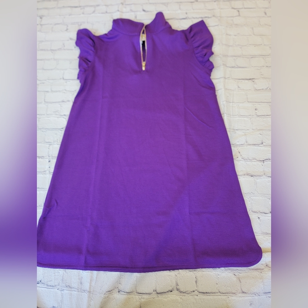 SYSS Purple Ruffle-Sleeve Mini Dress
